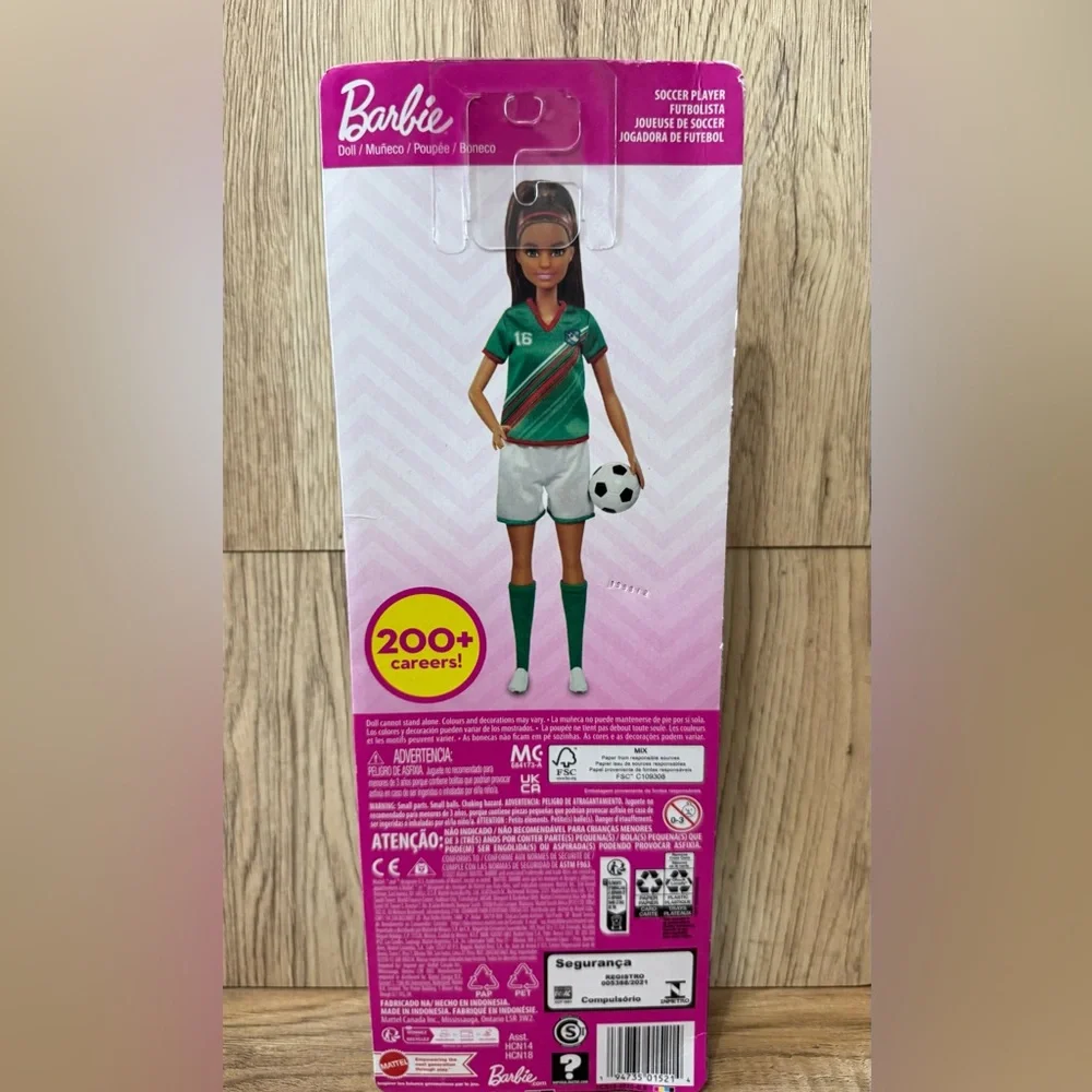 Barbie Soccer Player Doll with Green Jersey and White Shorts - Picture 4 of 6